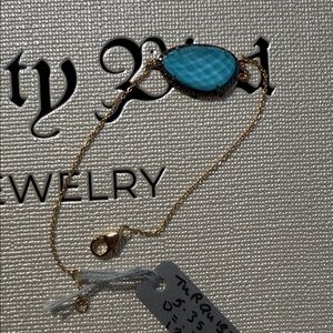 18k Yellow Gold Turquoise & Black Diamond Bracelet